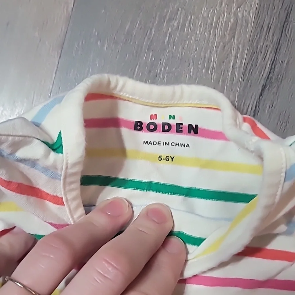 Mini Boden Frill Sleeve Jersey Dress Size 5/6 Lemons/Lemonade Summer Firm